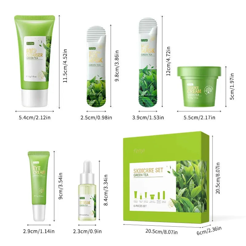 Fenyi green tea 6-piece skin care set brightening anti-aging routine